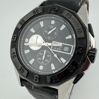ESPRIT Quartz Watch Men 100m Silver Black Chronograph Date Analog New Battery