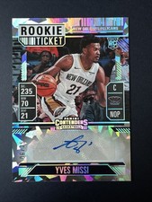 2024 Panini Silhouette Yves Missi Cracked Ice Rookie Ticket Auto /25 RC