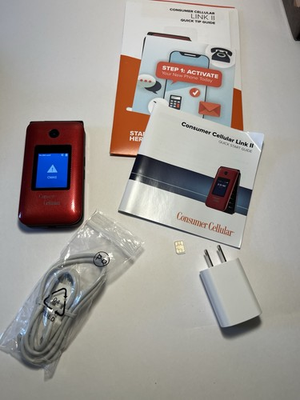 #ad Consumer Cellular Link II Link 2 Z2335CC 8GB Red FlipPhone GSM $25.00
