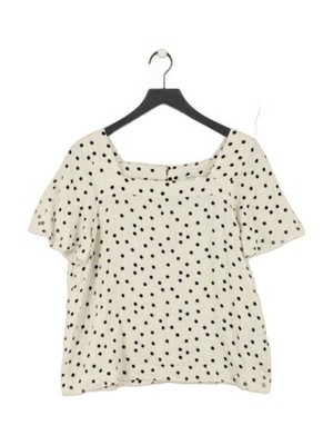 Madewell Damen Top L creme gepunktet 100% Baumwolle Kurzarm eckiger Ausschnitt Basic