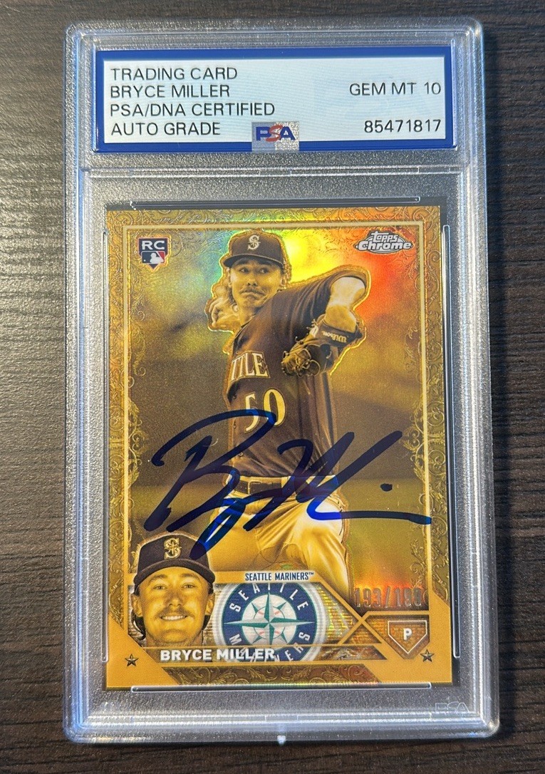 2023 Topps Gilded Collection Bryce Miller PSA 10 Auto #162 RC Rookie /199 Gold