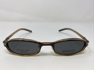 Innovative IAE201 Blue/Bronze 47-18-140 Full Rim Eyeglasses Frame w/ Clip-on T43