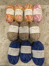 10Pc Skeins Yarn Knit Picks Vacation Get Away Taupe/Ocean/Nap/Watermelon