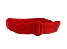 VINTAGE RED TEXTURED FABRIC WOVEN D RING BELT WOMEN'S ONE SIZE OS