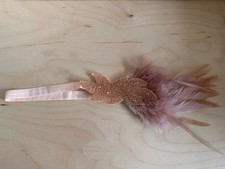 Pink Feather Beaded Headband Flapper Gatsby 1920s Style Art Deco Costume