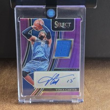 2021-22 Panini Select Vince Carter 19/49 AUTO Patch Purple Prizm AM-VCT