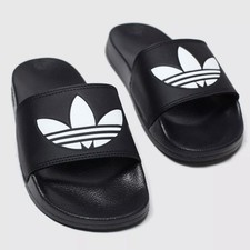 Image of ADIDAS BLACK AND WHITE SLIDES ADI ADILETTE LITE SANDALS SIZE 8
