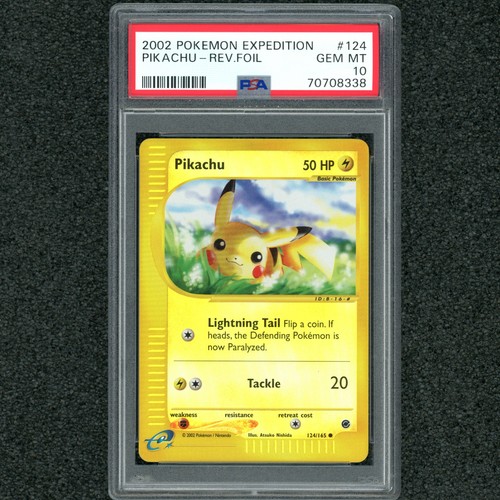 Gem Mint! PIKACHU Rev Foil Holo 2002 Pokemon Expedition # 124 e-Reader PSA 10