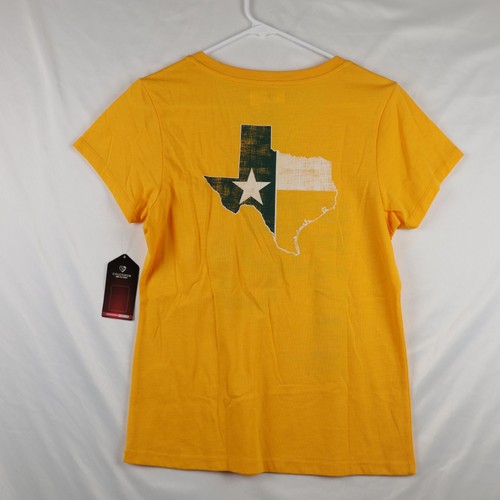 Camisa Baylor Bears Mujer Mediana Amarilla NCAA Baloncesto Desteñido Logo Cuello en V Camiseta - Imagen 7 de 9
