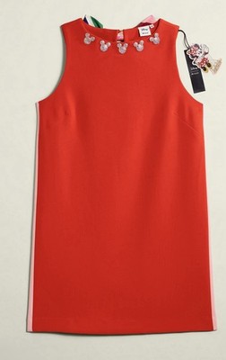 Disney Mickey Mouse Red Knit Sleeveless Shift Mini Dress Bow Rhinestone Size M