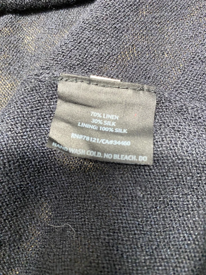 Vestido regata Eileen Fisher feminino XL preto mistura de linho seda midi leve - Imagem 4 de 4