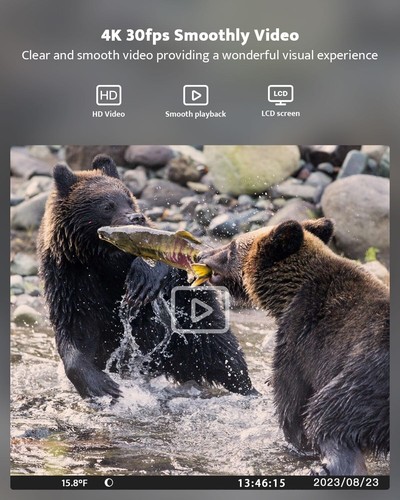usogood Wildlife Trail Camera,4K 36MP Game Camera with 8 Batteries&32GB Card - Picture 3 of 8