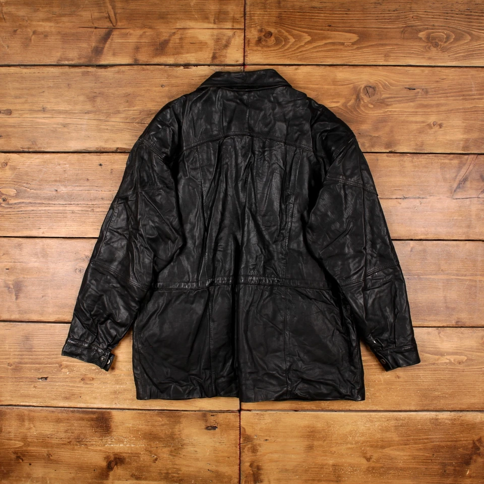 Chaqueta de cuero Elite vintage años 90 negra Foto 2 de 4