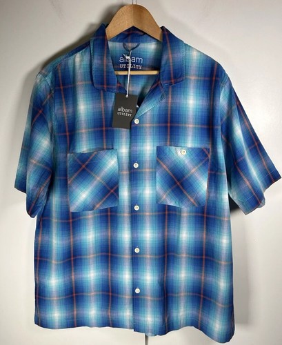 Albam Utility Hemd Herren Large Blau Kariert Kurzarm Neu Mit Etikett - Bild 1 von 7