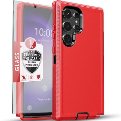 For Samsung Galaxy S24 S25 Ultra S23 Plus S22 S21 S20 FE Case Phone Cover +Glass