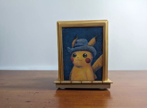 Pokemon Center Van Gogh Museum Pikachu with Grey Felt Hat Self Portrait Figure - Picture 3 of 6