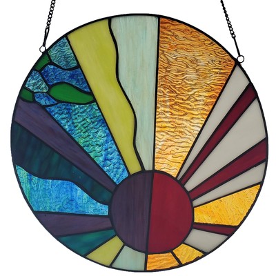 RIVER OF GOODS 12.75 H Earth Elements Stained Glass Window Panel Suncatcher, ...