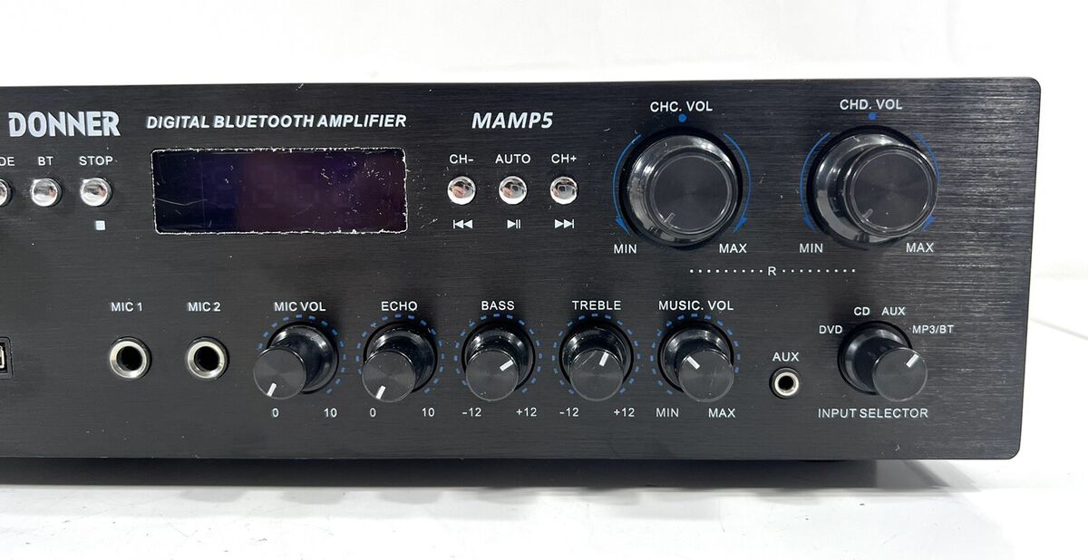 Donner MAMP5 Black 4 Channel Bluetooth Stereo Audio Receiver Amplifier Works Donner MAMP5 Black 4 Channel Bluetooth Stereo Audio Receiver Amplifier Works