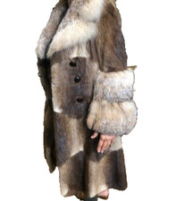 Nutria Fur Coat With Canadian Fox Full Collar/button Front-discounted