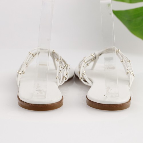 Gianvito Rossi Womens Thong Sandal Size 38 8 White Leather Multi Sprap Beaded - Picture 6 of 17
