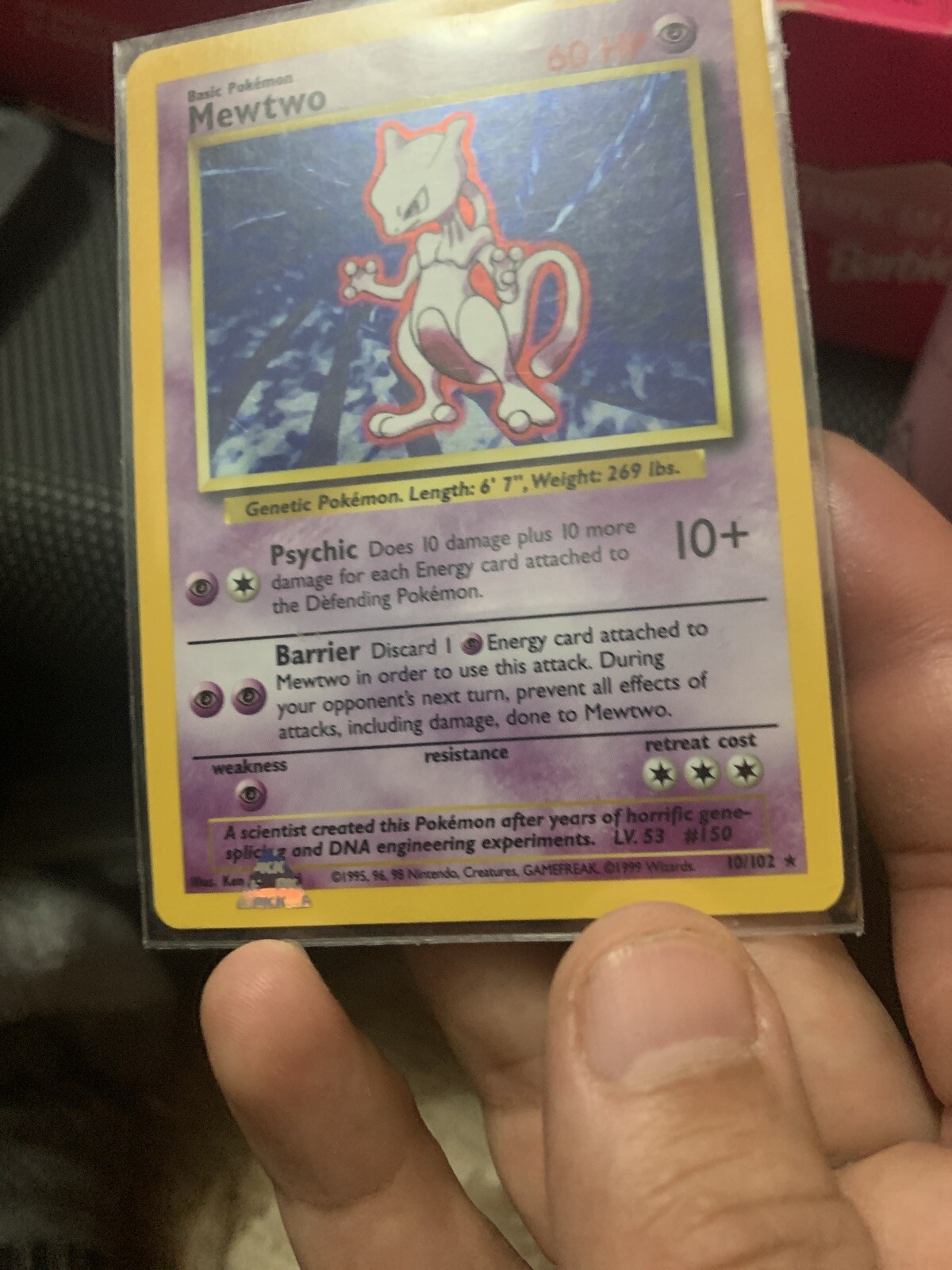 1995 Original MewTwo Shadow Halo 10/102 Pokemon card No. 150 MINT  Holographic | eBay