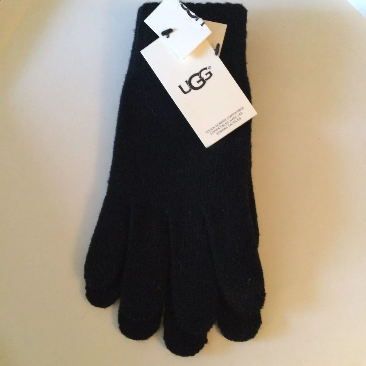UGG MENS WOOL BLEND KNIT TECH GLOVES BLACK OS NWT eBay