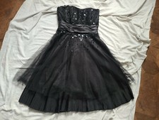 NEXT LBD Black Party Occasion Sequin Net Occasion Strapless Used Vgc 34" w30 10?