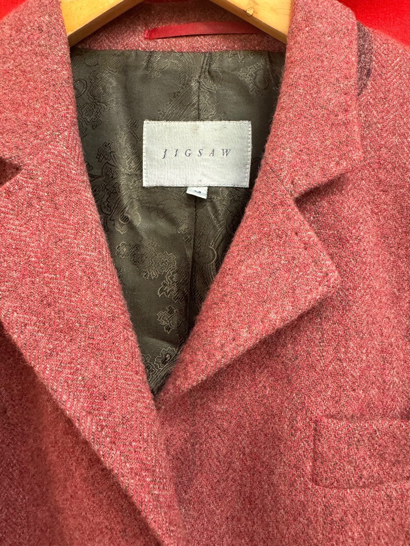 Jigsaw Ladies Smart Jacket Red Herringbone Colour Size M CG K06 eBay