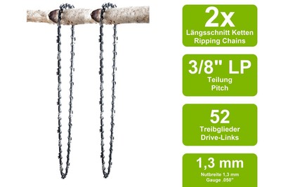 3 Catene Per Motosega Compatibili Con Einhell GE-LC 36/35, Lunghezza Di Taglio 35 Cm, 3/8", 52 TG, 1,1 Mm, Semi-scalpello - Foto 3