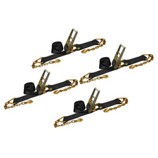4 Pack USA 4" x 30' Ratchet Strap W/Chain Extension Flatbed Truck Tie Down Black