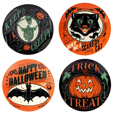 Certified International Scaredy Cat 6'' Canape/Luncheon Plates Assorted Designs