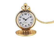 Smooth Vintage Pocket Watch with Chain Gold 