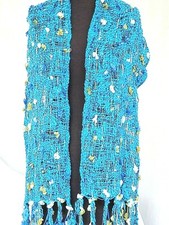 Blue Knit Scarf 70" by 12" New soft
