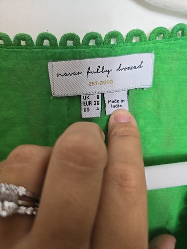 Never Fully Dressed Puff Sleeve Green Pink Print Dress Size US 4 Cottage Core - Picture 6 of 14