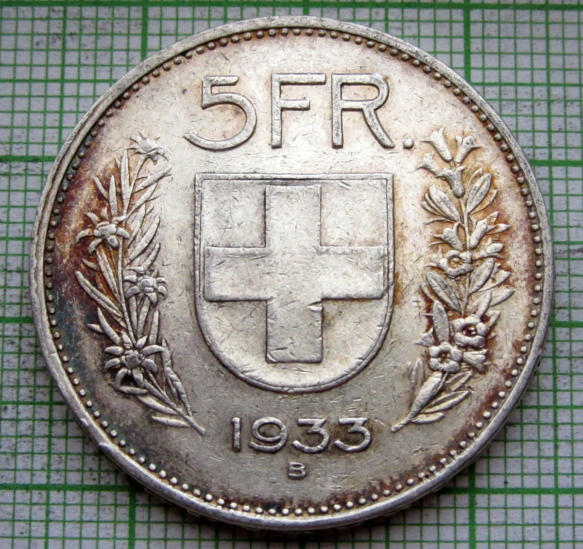 SWITZERLAND 1933 B 5 FRANCS, SILVER | eBay