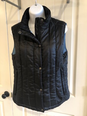 Sun Mountain Outerwear Ladies Medium Black Vest, Blue Inside