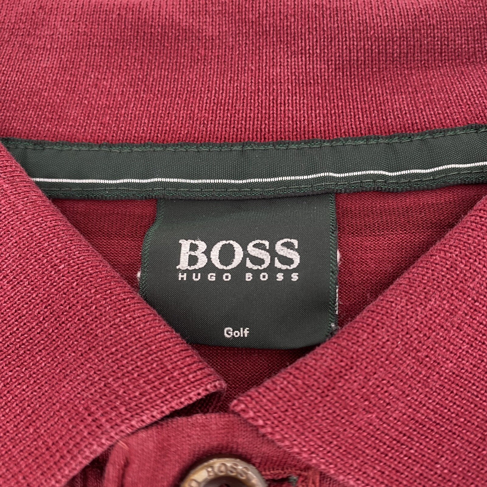 Hugo Boss Polo Shirt Mens Large Regular Fit Short Sleeve Maroon Striped Golf thumbnail 6
