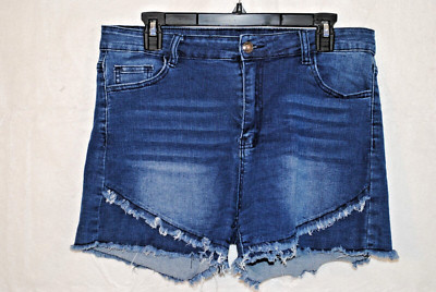 Crazy Train Women's Fringe Denim Jean Western Raw Hem Shorts Size XL