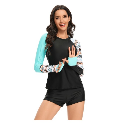 Damen Langarm Badeanzug Hautausschlag UV-Schutz Surfen Bademode - Bild 34 von 38