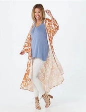 Attitudes by Renee Ginger Combo Petite Cashnit Printed Duster New