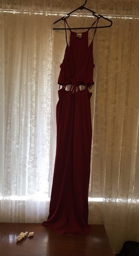long maxi Crimson Red Cut Out Waist 