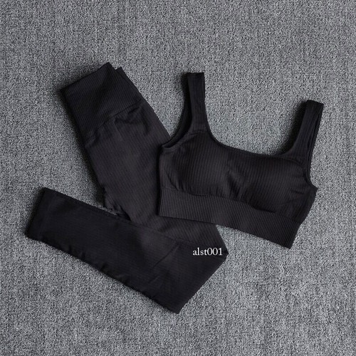 Women's Sportswear Yoga Set Sports Legging Bra Crop Top Long Sleeve Yoga Suit - Picture 18 of 51