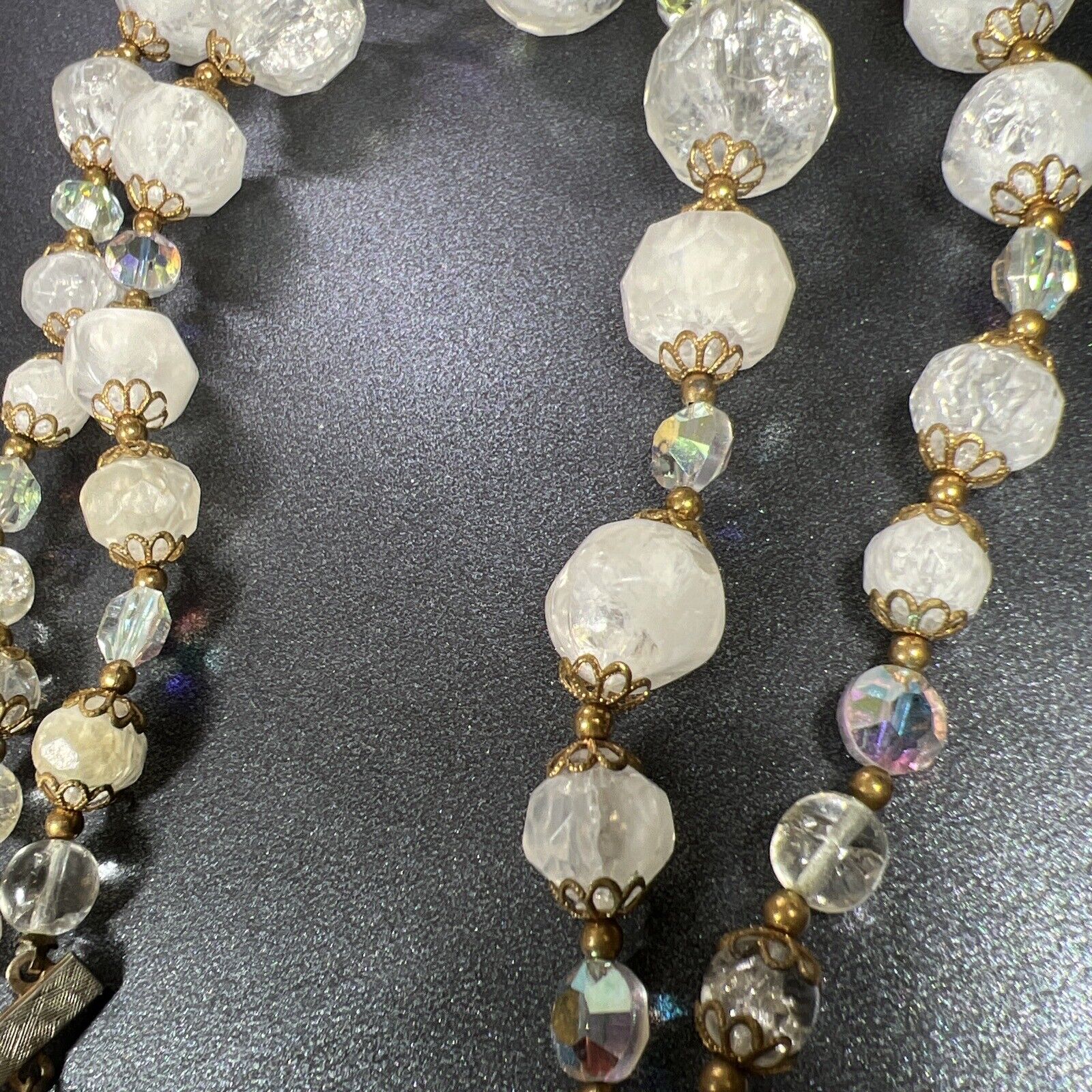 Vintage Beaded Necklace Layered Graduated White C… - image 21