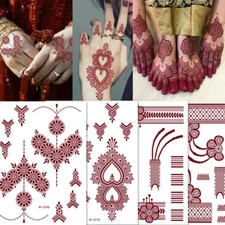 5 Sheet Lace Transfer Red Henna Hand Arm Tattoo Sticker Art Temporary Tattoo