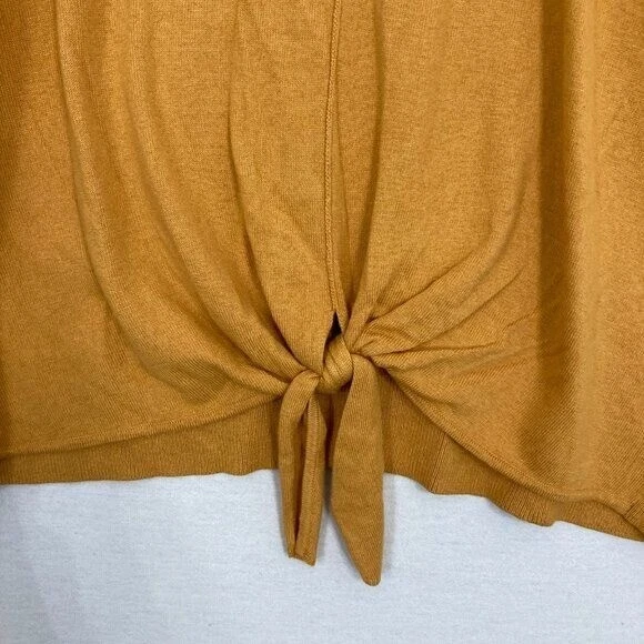 Novo Style & Co Amarelo Mostarda Gola Redonda Gravata Frente Apertada Malha Suéter Leve GG - Imagem 4 de 4