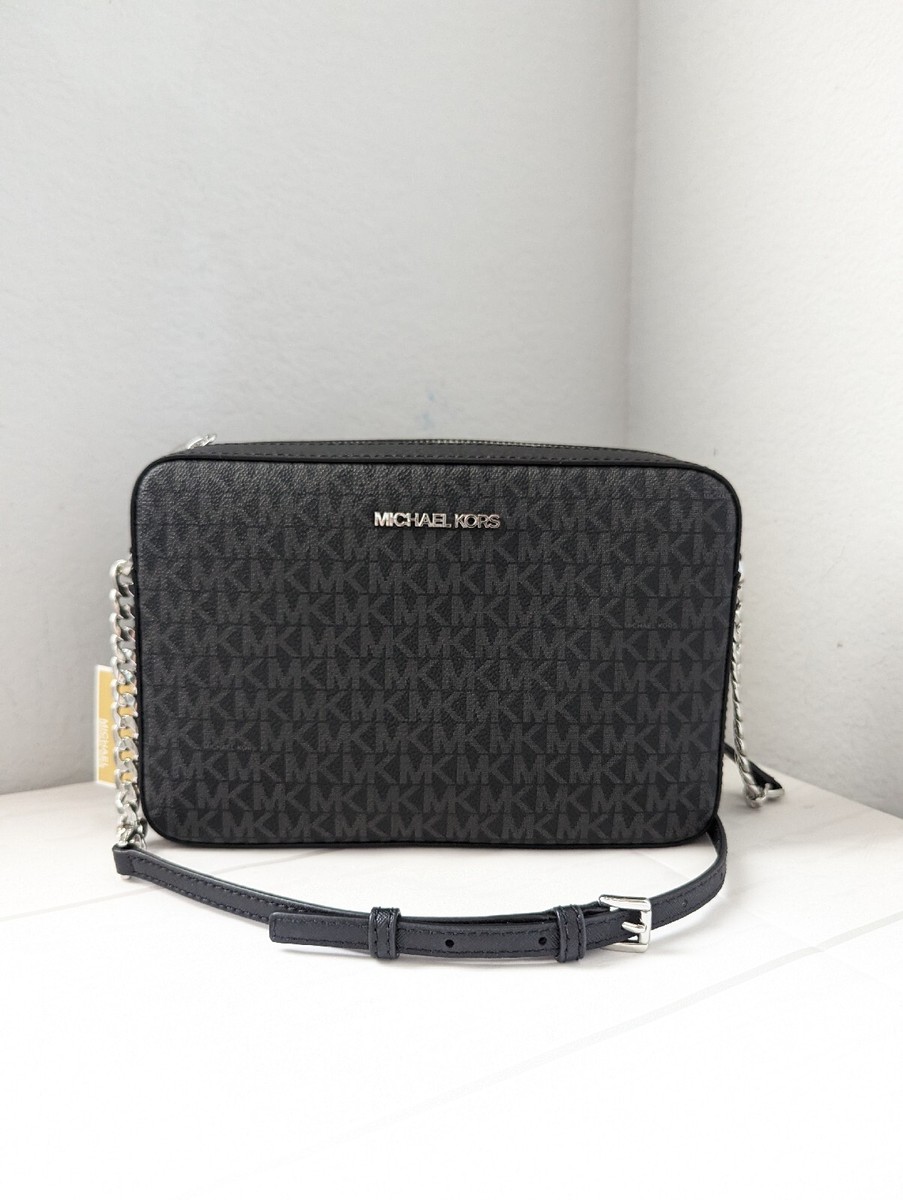 Michael Kors Jet Set East West Large Crossbody Black MK Signature