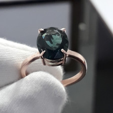 Teal Sapphire Ring-Silver Ring-Mother's Day gift- birthday gift For Her
