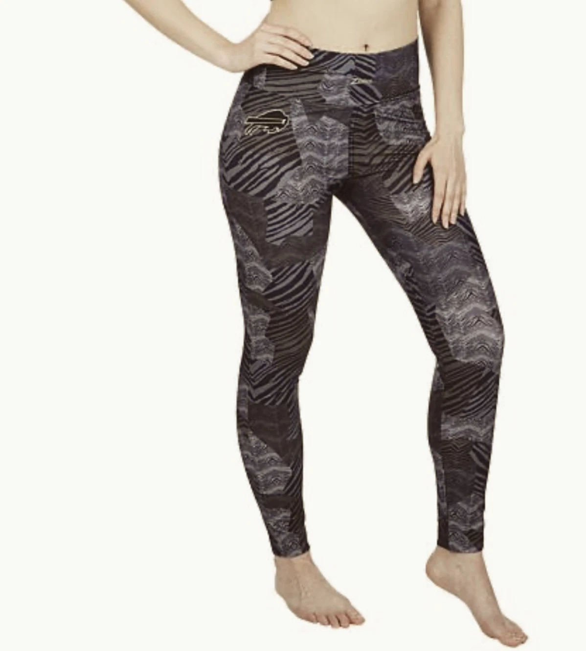 Zubaz Women's Buffalo Bills Black Patchwork Zebra Leggings