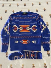 $498 Polo Ralph Lauren Sportsman Pullover Wool Sweater Sz M Or L W/Matched Socks