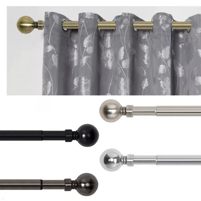 Extendable Curtain Poles with End Finials + Fittings Set 28mm Heavy Duty Rods UK - Image 1 of 4